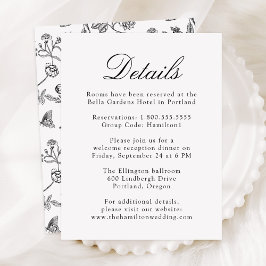 Elegante Schwarze Chinoiserie Blumenzettel Begleitkarte