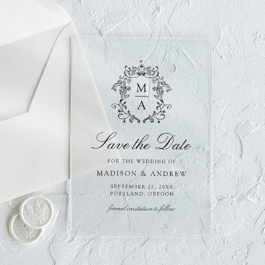 Elegante Schwarze Chinoiserie Hochzeit Sichern Sie Acryleinladungen