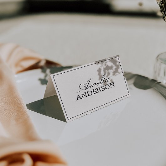 Elegante schwarze cremefarbene Hochzeitsplatzkarte Tischnummer