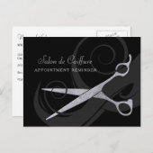 Elegante Schwarze Curls Silberschere Ernennung Postkarte (Vorne/Hinten)