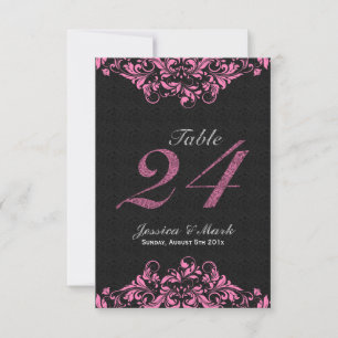 Elegante schwarze Damasken und rosa Blumenspitze Einladung