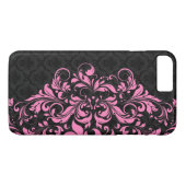 Elegante schwarze Damasken und rosa Spitzen Case-Mate iPhone Hülle (Rückseite (Horizontal))