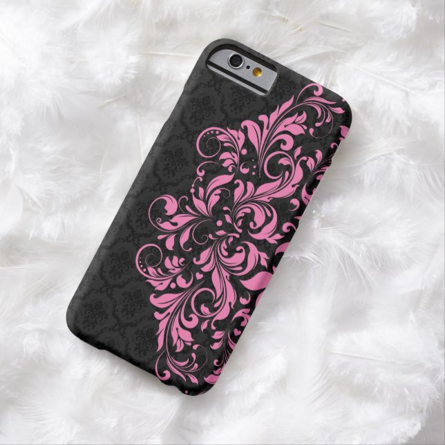 Elegante schwarze Damasken und rosa Spitzen Case-Mate iPhone Hülle (Beispiel)