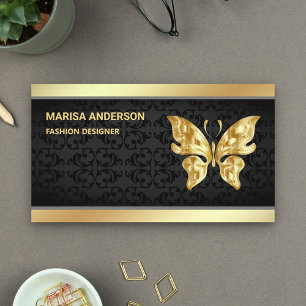 Elegante Schwarze Damaskus Imitats Gold Foil Butte Visitenkarte