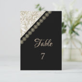 Elegante schwarze, Damaskus-Tischkarte Einladung (Stehend Vorderseite)