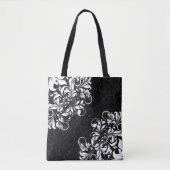 Elegante schwarze Damaskus und weiße Blumenspitze Tasche (Vorderseite)