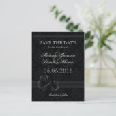 Elegante schwarze Damast Save the Date Postkarten (Stehend Vorderseite)