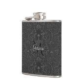 Elegante schwarze Damast-Spitze Flachmann (Links)