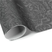 Elegante schwarze Damast-Spitze Geschenkpapier (Rolleneckpunkt)