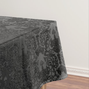 Elegante schwarze Damast-Spitze Tischdecke