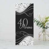 Elegante Schwarze Einladung (Stehend Vorderseite)