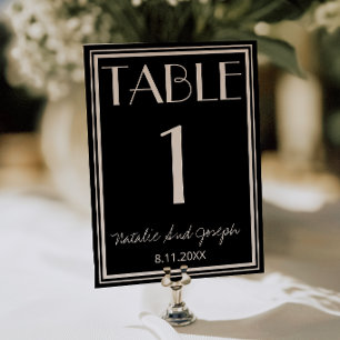 Elegante schwarze Elfenbein-Hochzeitstisch-Nummer  Einladung