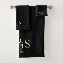 Elegante schwarze Erstehelichtspaare Badhandtuch Set