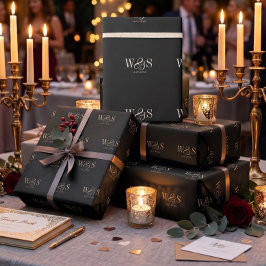 Elegante schwarze Erstehelichtspaare Geschenkpapier