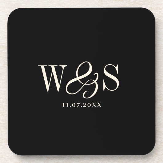 Elegante schwarze Erstehelichtspaare Getränkeuntersetzer (Vorderseite)