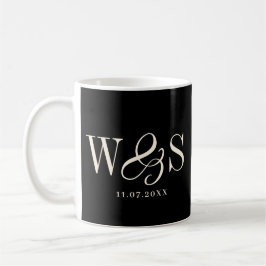 Elegante schwarze Erstehelichtspaare Kaffeetasse