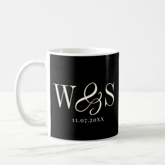 Elegante schwarze Erstehelichtspaare Kaffeetasse (Links)