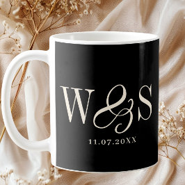 Elegante schwarze Erstehelichtspaare Kaffeetasse