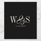 Elegante schwarze Erstehelichtspaare Weinetikett (Einzelnes Label)