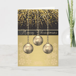 Elegante schwarze, falsche goldene Weihnachtskugel Feiertagskarte