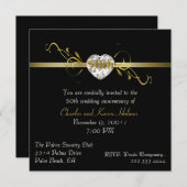 Elegante Schwarze Feierlichkeiten Einladung (Vorne/Hinten)