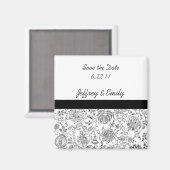 Elegante Schwarze Flora Gastgeschenk Hochzeit Magn Magnet (Vorderseite/Rückseite)