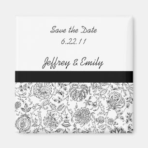 Elegante Schwarze Flora Gastgeschenk Hochzeit Magn Magnet