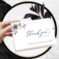Elegante Schwarze Flora Hochzeit Vielen Dank Faltk