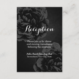 Elegante Schwarze Flora Hochzeitsempfehlung Begleitkarte