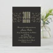 Elegante Schwarze Flora Minimal Einladung (Stehend Vorderseite)