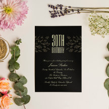 Elegante Schwarze Flora Minimal Einladung