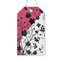 Elegante Schwarze Flora Silhouette auf Rosa und We