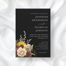 Elegante schwarze florale Hochzeit