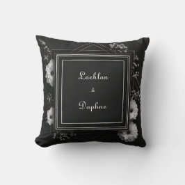 Elegante Schwarze Florrahmen White Daisies Wedding Kissen