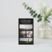 Elegante Schwarze FotoCollage Moderne Fotografie Visitenkarte (Stehend Vorderseite)