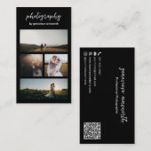 Elegante Schwarze FotoCollage Moderne Fotografie Visitenkarte (Vorne/Hinten)