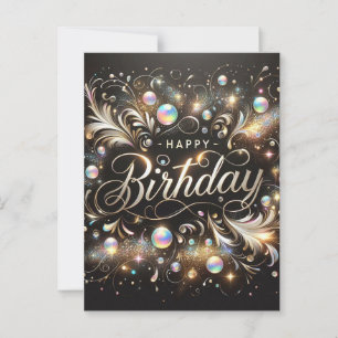 Elegante schwarze Geburtstagspostkarte Postkarte