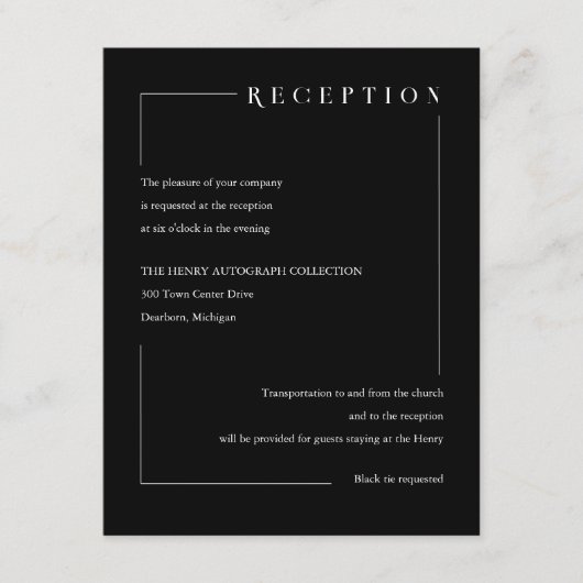 Elegante Schwarze geometrische Initialen Begleitkarte (Vorderseite)