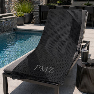 Elegante schwarze geometrische Initialen Sport Strandtuch