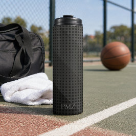 Elegante schwarze geometrische Initialen Sport Thermosbecher