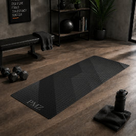 Elegante schwarze geometrische Initialen Sport Yogamatte
