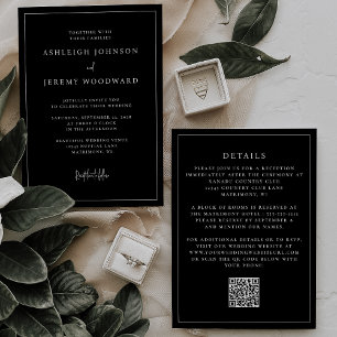 Elegante schwarze gerahmte QR-Code-Hochzeitseinlad Einladung