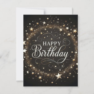 Elegante schwarze Glitter-Geburtstagskarte Postkarte