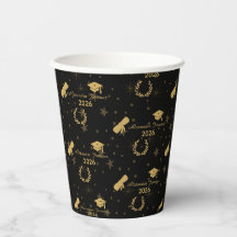 Elegante schwarze Gold-Abschlussfeier-Papierbecher