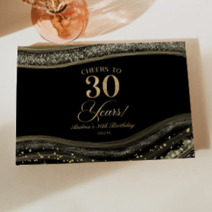 Elegante schwarze Gold-Achat 30. Geburtstagsfeier Gästebuch