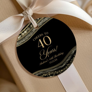 Elegante Schwarze Gold-Achat-40-Geburtstagsfeier Geschenkanhänger