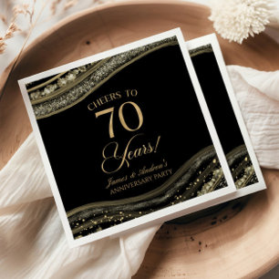 Elegante schwarze Gold-Achat-70-Jahre-Jubiläumsfei Serviette