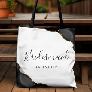 Elegante schwarze Gold-Achat-Brautjungfer Tasche