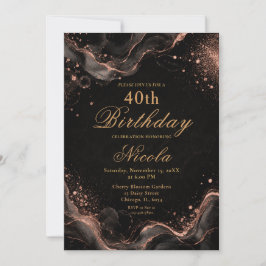 Elegante schwarze Gold-Alkohol-Tinte Einladung