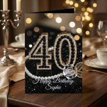 Elegante schwarze Gold-Diamanten-Perlen 40. Geburt